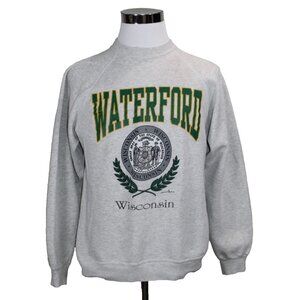 Vintage 90s Wisconsin Sweatshirt Hanes XL Waterford WI pullover crewneck Gray